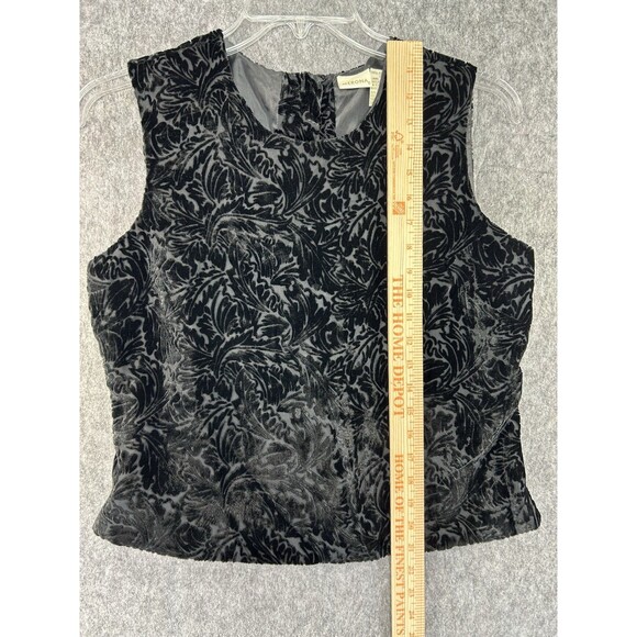 Merona Women Size M Velvet Burnout Blouse Sleeveless Whimsigoth Silk Blend - Picture 7 of 9